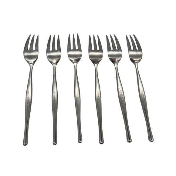 Vintage Towle Lauffer Design 3 Japan Stainless Dinner Forks Set 6 7.5" MCM 1970s - Picture 3 of 5